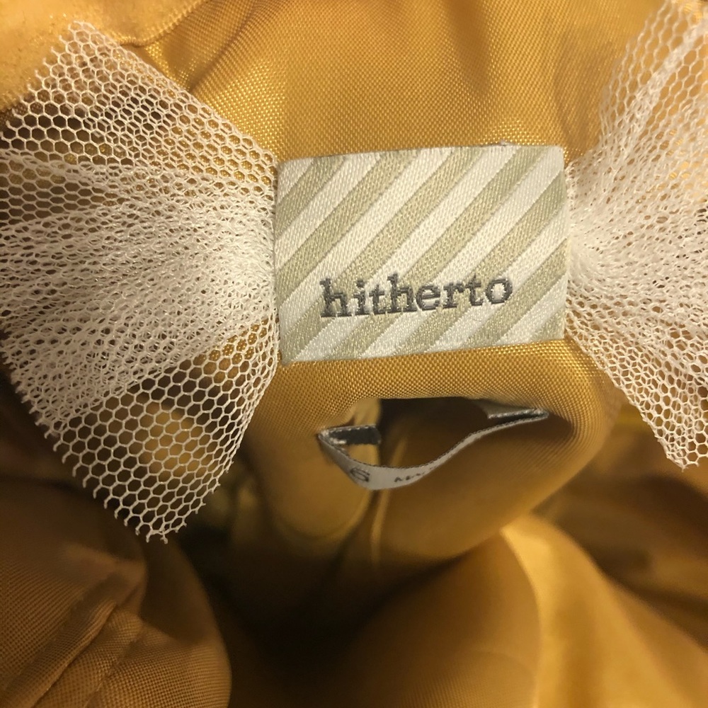 Anthropologie Strapless Yellow and Cream Bow Dress - Picture 4 of 8